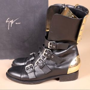 GIUSEPPE ZANOTTI 20mm Leather Plaque Combat Boots